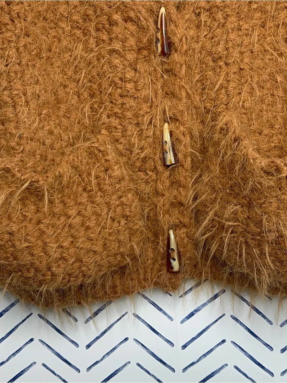 NWT Altar’d State Slouchy Fuzzy Toggle Cardigan Brown Orange Size Small
